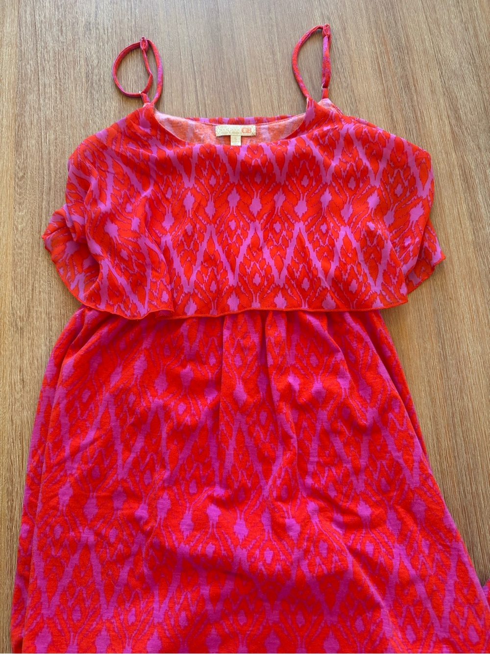 Gianni Bini Coral Red and Lavender Printed Dress